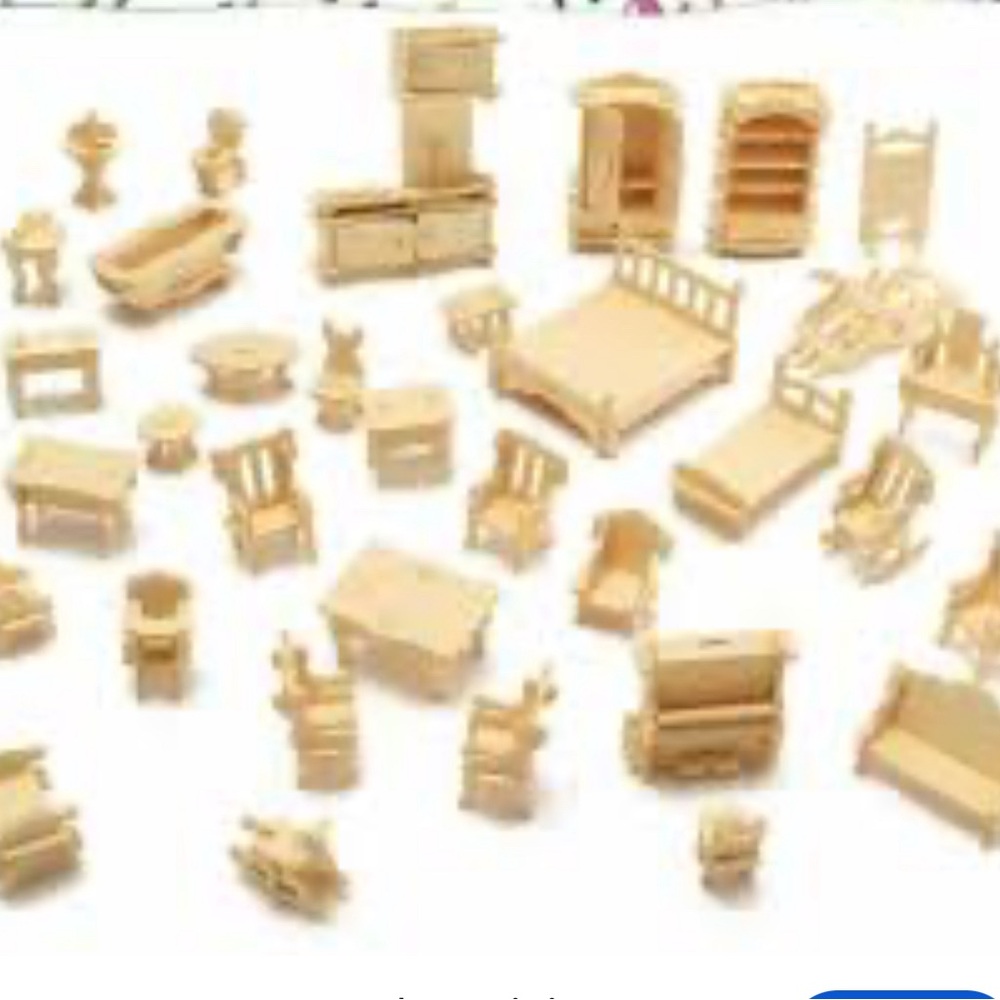 3 D Wooden Doll House Furniture Puzzle ( 185 piece to build 34 furniture